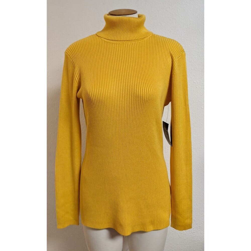 NWT~BOSTON PROPER Women's Marigold Yellow Viscose Blend Turtleneck Sweater M